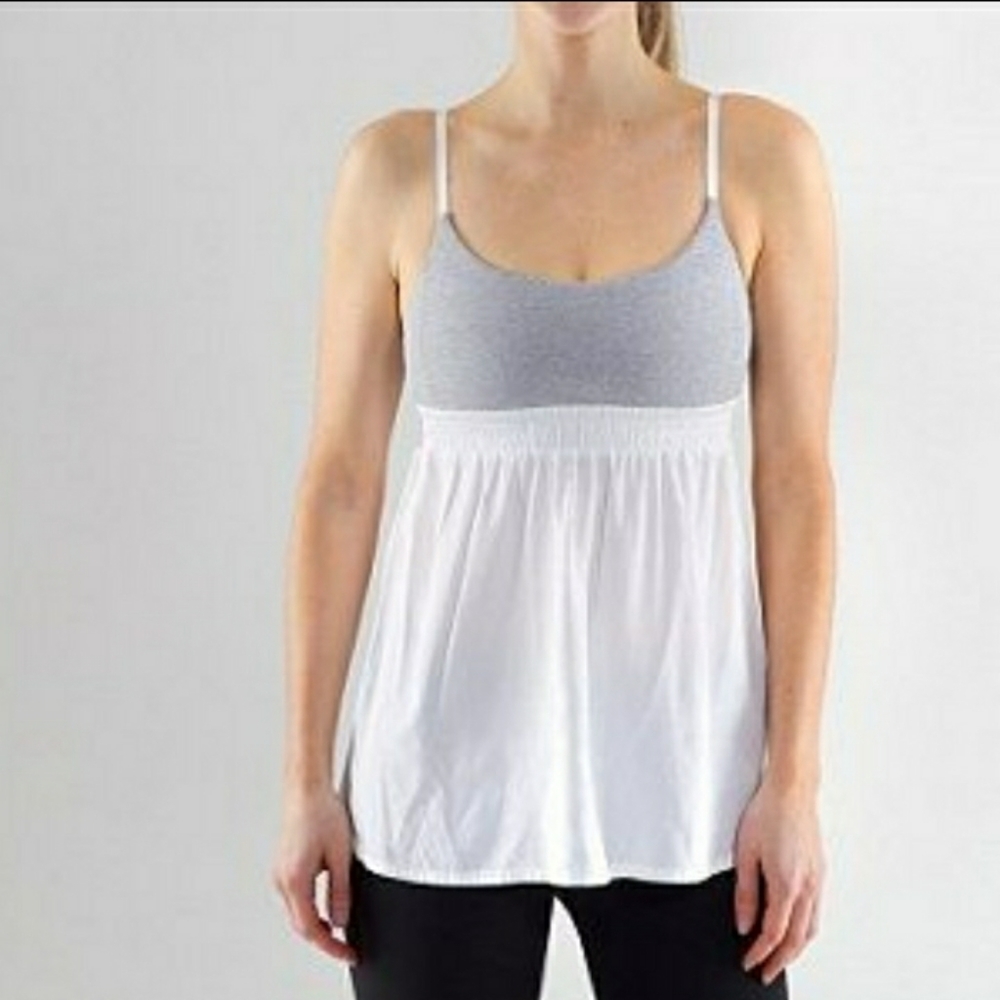 Lululemon Bliss Tank Heathered Coal Striped White